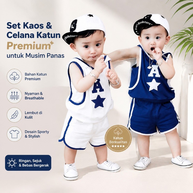 Set Pakaian Anak Laki-Laki Musim Panas 2025 – Kaus dan Celana Pendek Katun 100% Lembut, Nyaman, dan 