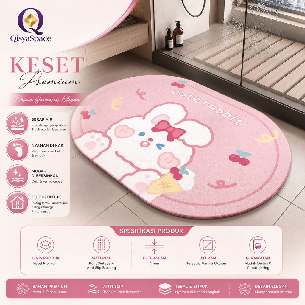 Keset Kamar Mandi Karakter Keset Toilet Oval Motif Kartun Keset Kamar Mandi Estetik Keset Kamar Mand