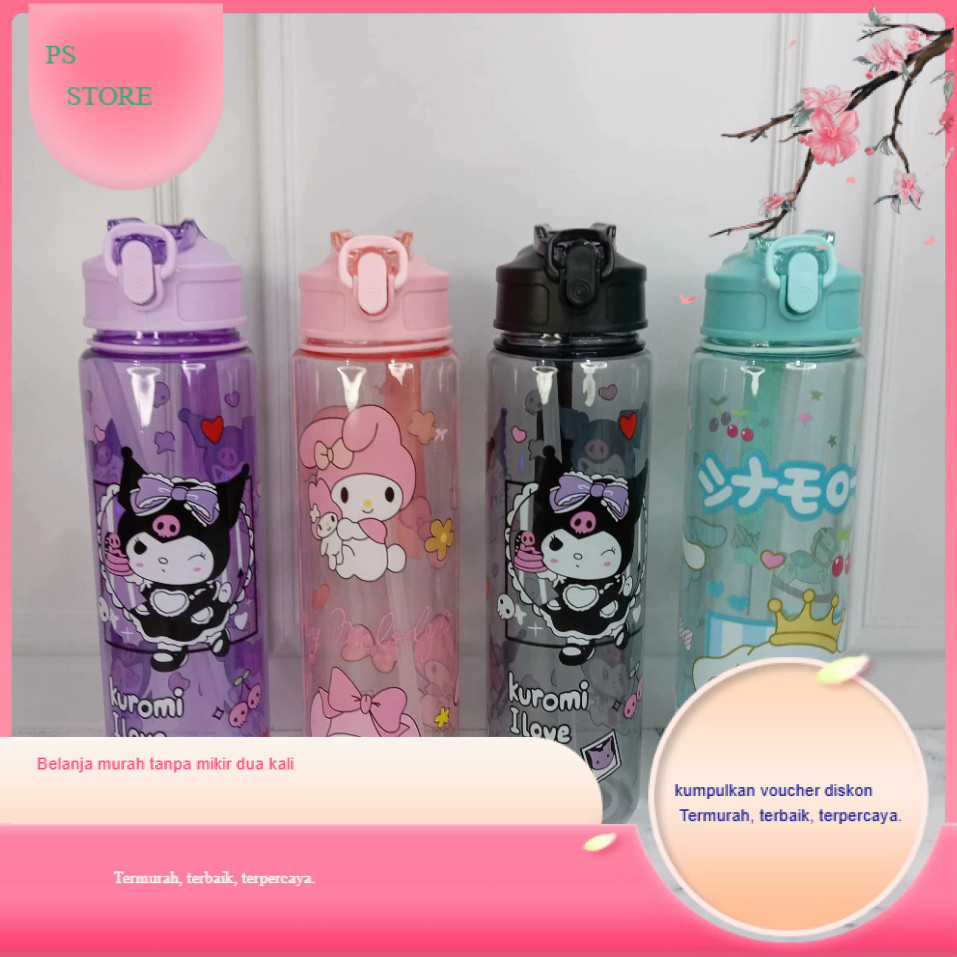 P7031 Botol minum 900 ML bening plastik karakter lucu
