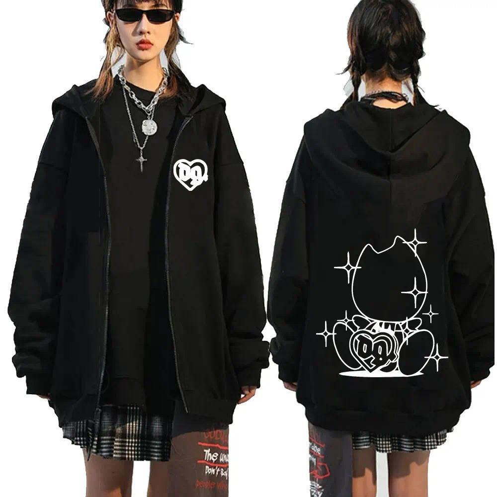 Jaket Rapper Bladee Drain Gang Logo Zipper Hoodie