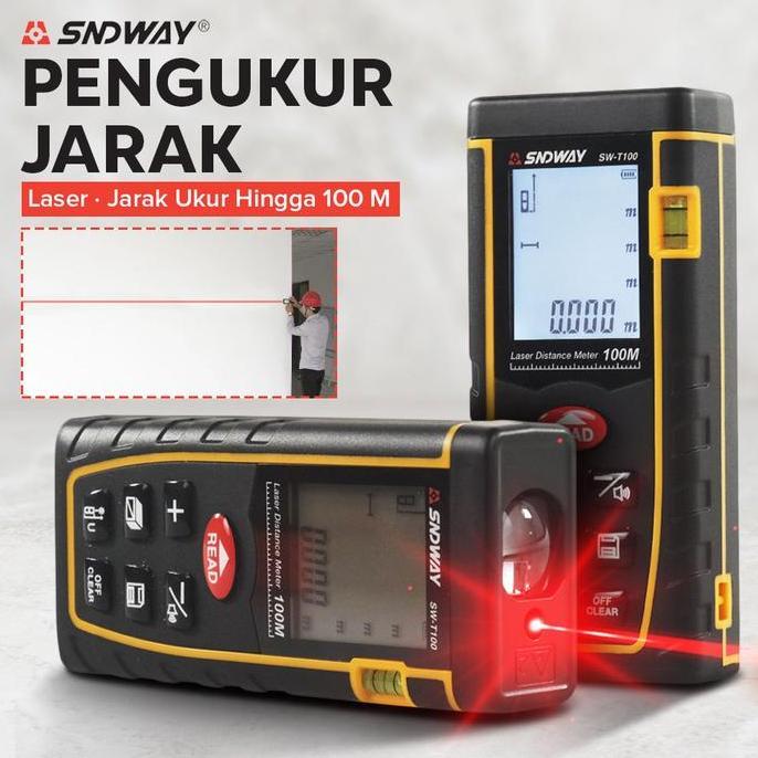 Pengukur Jarak Laser 100M / Meteran Laser Mengukur Jarak dan Volume