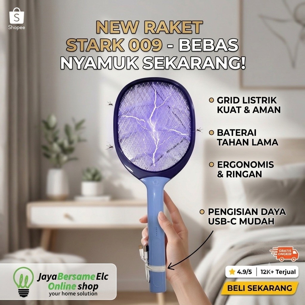 Raket nyamuk Stark 008 / 009 Murah