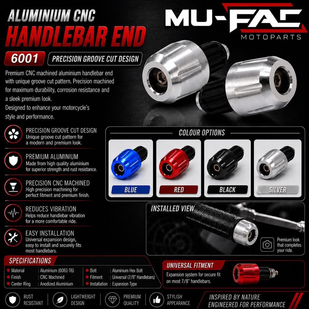 MUFAC Jalu stang Motor tipe 6001 Aluminium Handlebar End BSM FJL.variasi