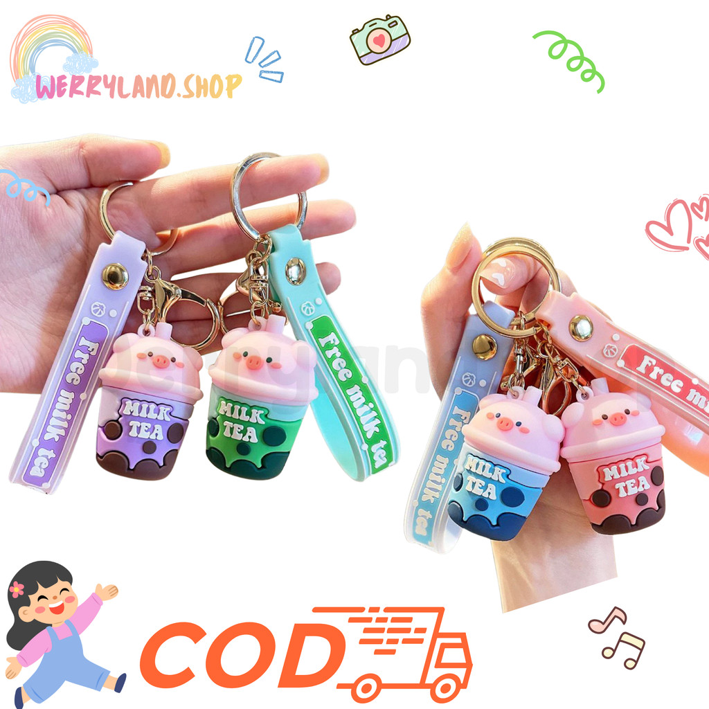 WLD Gantungan Kunci Milktea Aksesoris Tas Imut/ Aksesories Untuk Motor Mobil Gantungan HP Cute