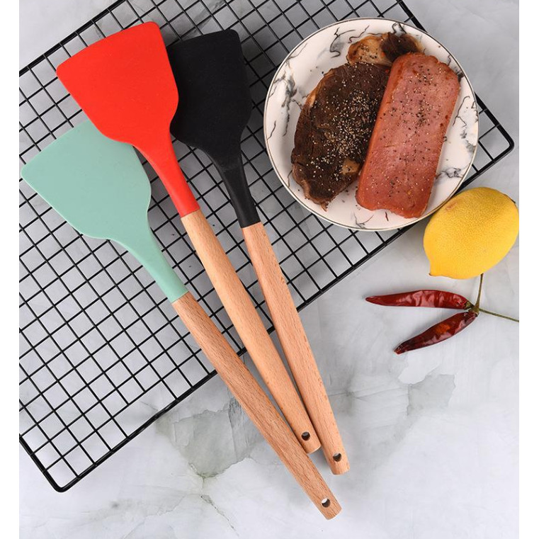 GROWSIR Silicone Utensil Spatula Spatula Silicon Utensile Turner Sutil Silikon Tahan Panas CF035