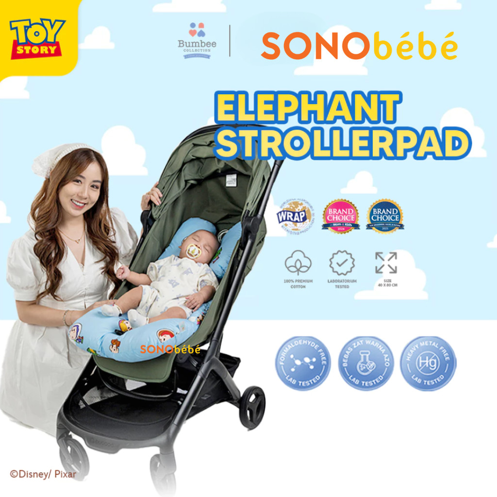 Bumbee Collection - Elephant Stroller Pad Alas Stroller Bayi 3 in 1
