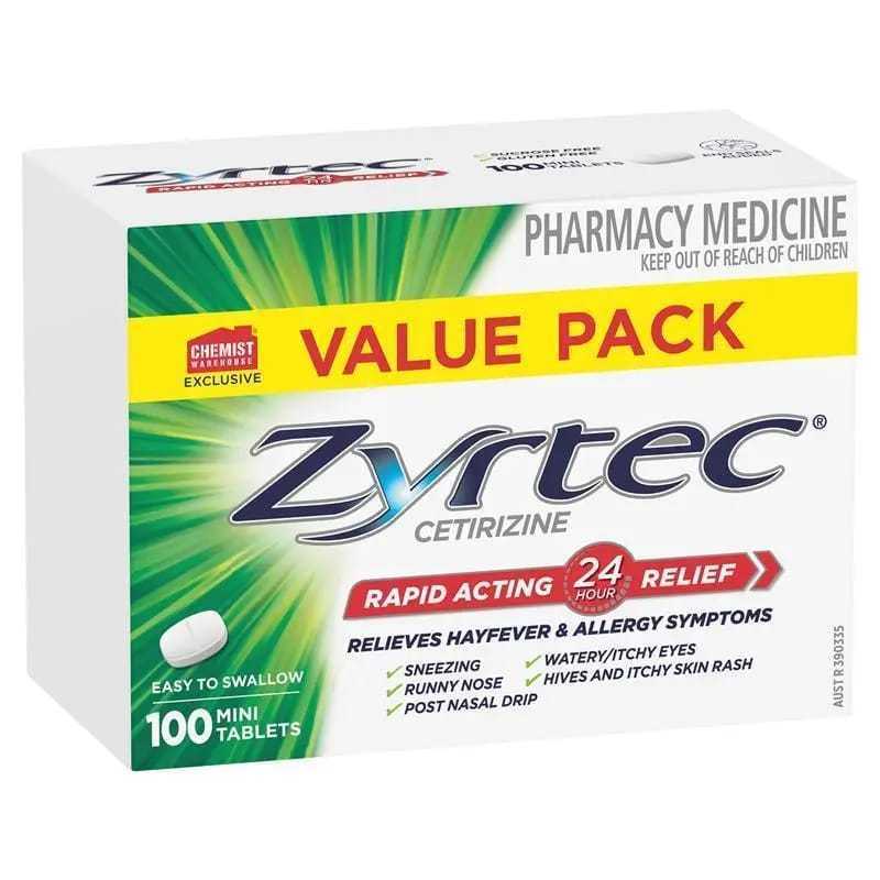 Zyrtec Pereda Alergi 24Jam - Cetirizine Mini 1 Strip/10Tablet Mini - Cetirizine Kids 1 Strip/5Tablet