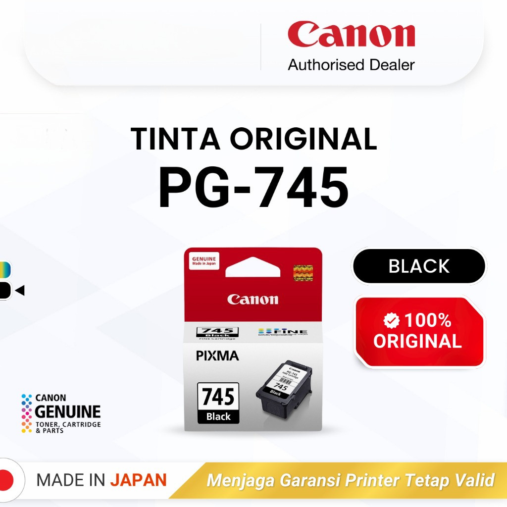 100% ORIGINAL Tinta Canon PG 745 Black - Printer MG2570s TS207 TS307a TS707 TR4670s - Tinta Asli