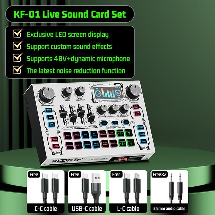 Koorfly Kf01 Desain Terbaru Live Soundcard 48V Recording Live Mixer 4 DIY Efek Suara/ Untuk Alat Mus