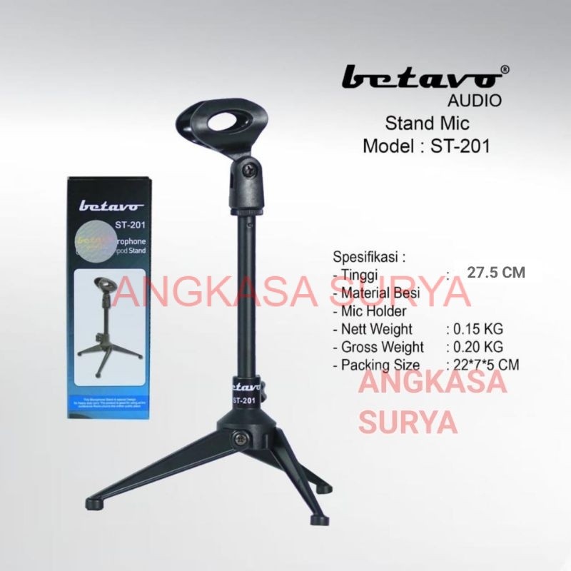 Stand Mic Pendek BETAVO ST201 /  ST 201 ORIGINAL Stand Cagak Tiang Mic Pendek Meja