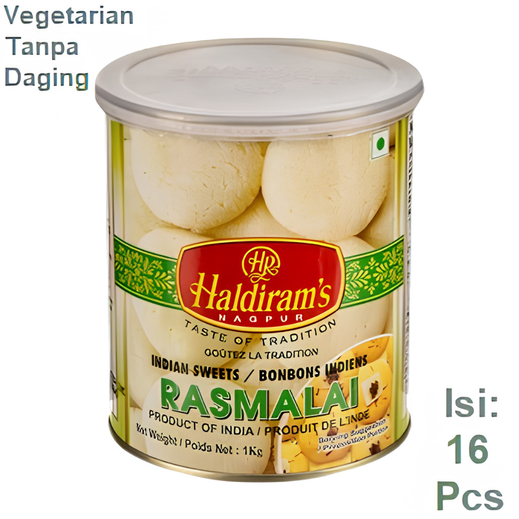 Rasmalai Haldiram's Sweets Indian Dessert 1Kg / Manisan India Haldirams Tin 1 kg