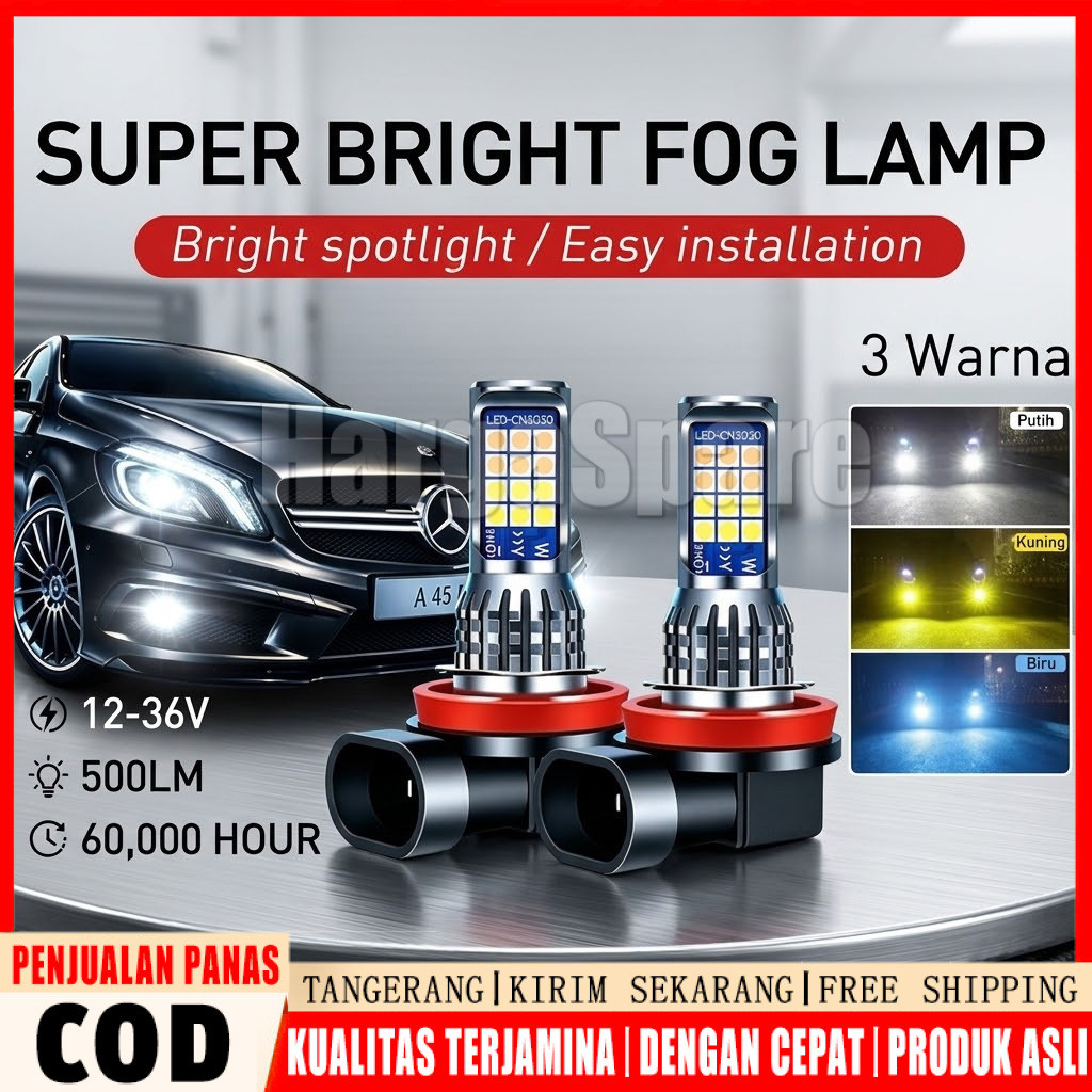 2Pcs Lampu Kabut Mobil Super Terang Lampu LED Mobil Putih /Kuning Es H8/H11 h16(JP) Fog Lamp Dua War