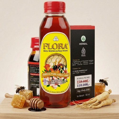 MADU BERKUALITAS | madu botol | madu flora tonik, 60ml, 100% original, botol kaca