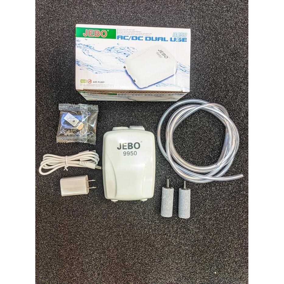 JEBO Aerator AC/DC 9950 2 Lubang/Pompa Udara Oksigen/Air Pump USB - paket jebo 9950