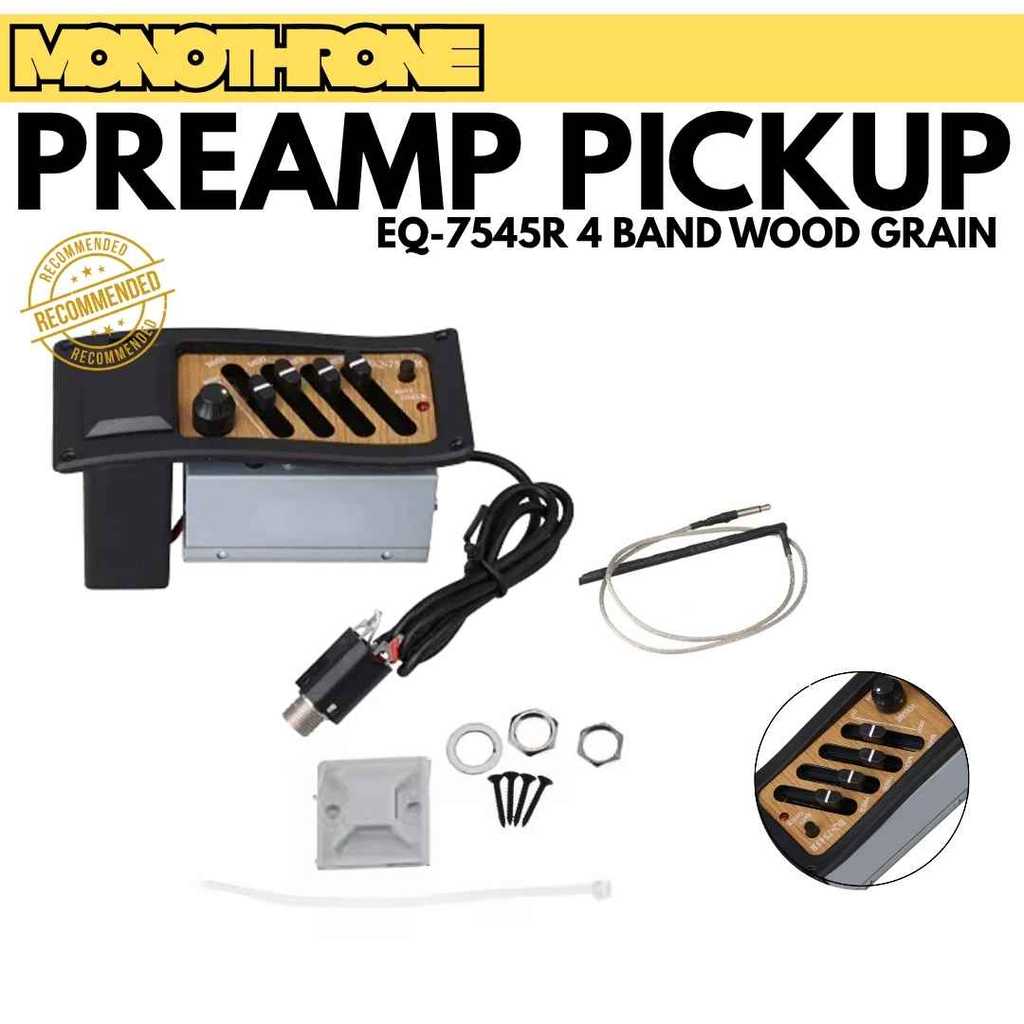 Preamp EQ 7545R  Equalizer Wood Preamp Gitar 7545R 7545 R Pickup Gitar 4 Band EQ-7545R    Preamp Pie