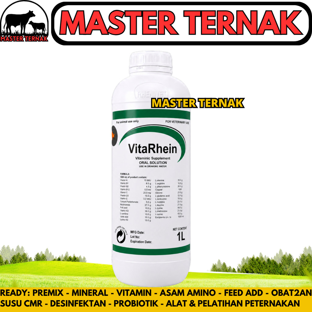 VITARHEIN 1 LITER - Premix Cair Vitamin Asam Amino Pemacu Pertumbuhan Ternak Ayam Sapi Domba Babi