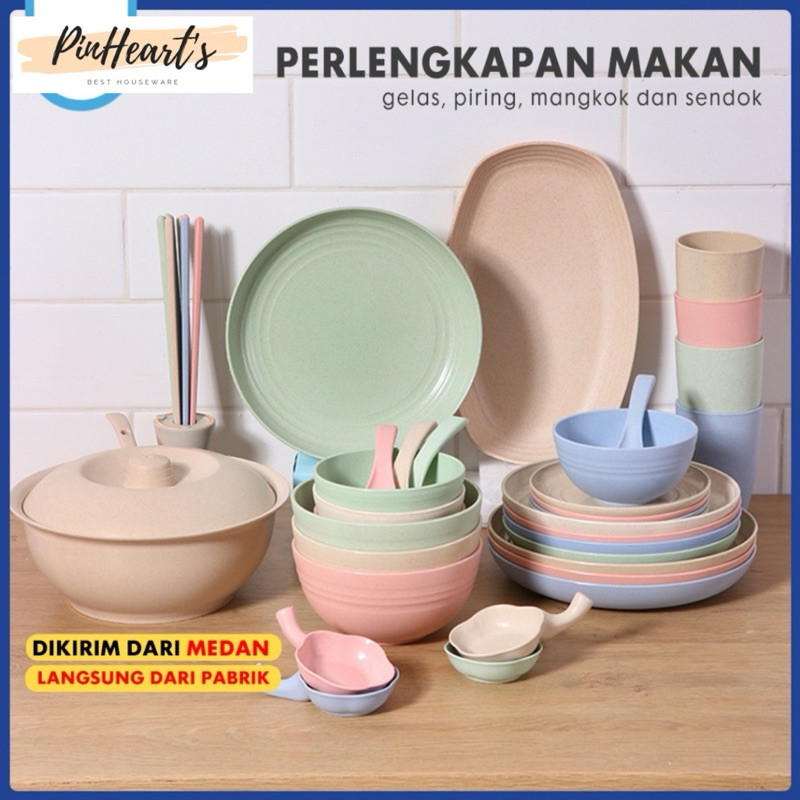 PHH - GELAS PLASTIK WHEAT STRAW / MANGKUK WHEAT STRAW / PIRING MAKAN WHEAT STRAW / SENDOK MAKAN WHEA