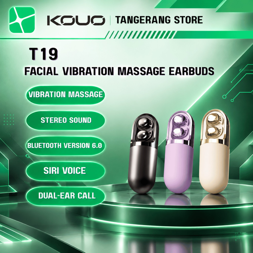 KOUO TANGERANG T19 TWS Facial Vibration Massage Headset Bluetooth 6.0 Earphone Wireless Earbuds Mini
