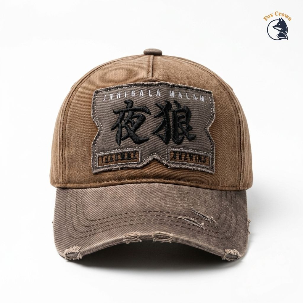 Topi Baseball Distro Semi Impor Cakop Besi/Gesper Besi Bordir Serigala Malam KANJI Unisex New Era 9 