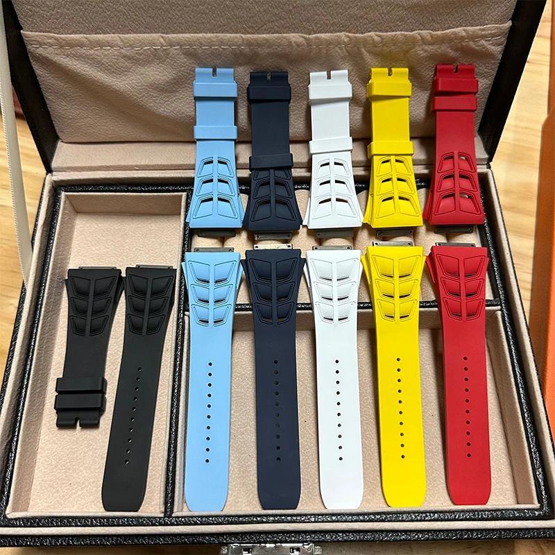 28mm RM FKM Strap for Richard Mille RM030 RM35-01/02/03 RM055 RM12-01 RM21-02 Shark Fin Replacement 