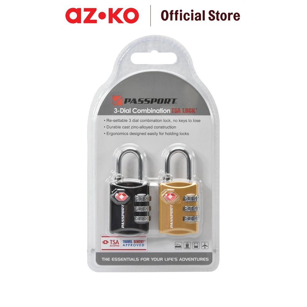 AZKO Passport Gembok Koper Kombinasi Angka Tsa338 Set 2 pcs Luggage Lock Travel Lock Kunci Koper Pen