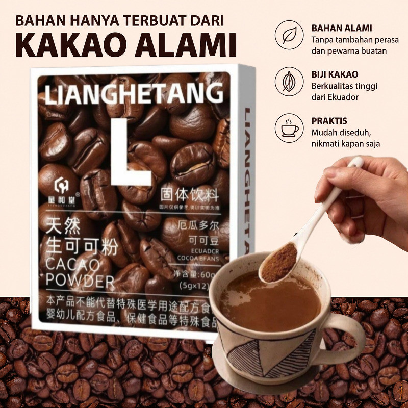 Bubuk Kakao Murni Alami 5g 12 Sachet Bubuk Kakao Murni Cokelat Instan Suplemen Minuman/Bubuk Coklat 