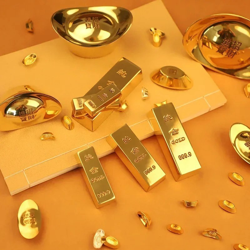 Emas Batangan Palsu Batangan Emas Logam Emas Batang Mainan Hiasan Gold Bar Simulasi