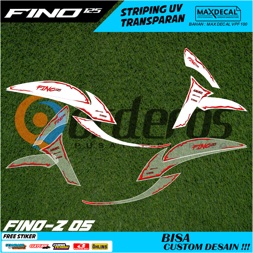 Striping Transparan Motor FINO 125 Bahan Premium Max Decal UV New Motif Warna Merah Biru Anti Pudar 