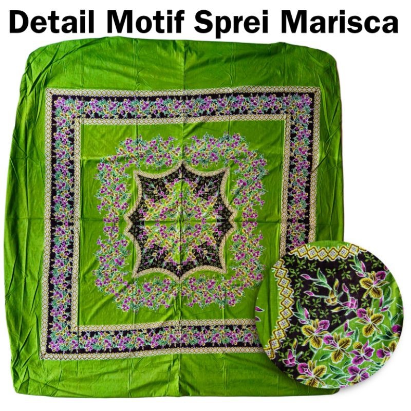 ARFSHOP Sprei Batik TTS 180x200x15 Tinggi 15 Set Kasur King Lokal Flora Sudut Karet Anti Geser Motif