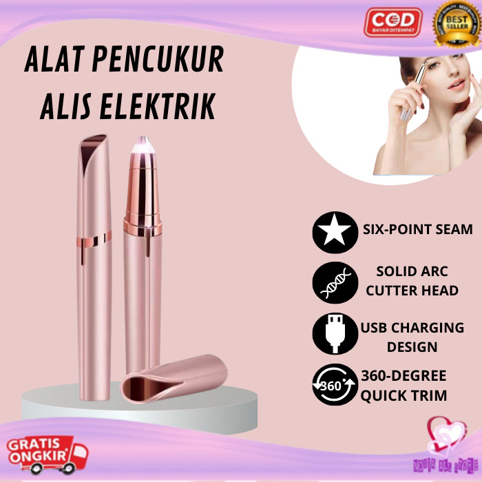 Premium Alat Cukur Alis Elektrik Pencukur Bulu Tanpa Rasa Sakit USB