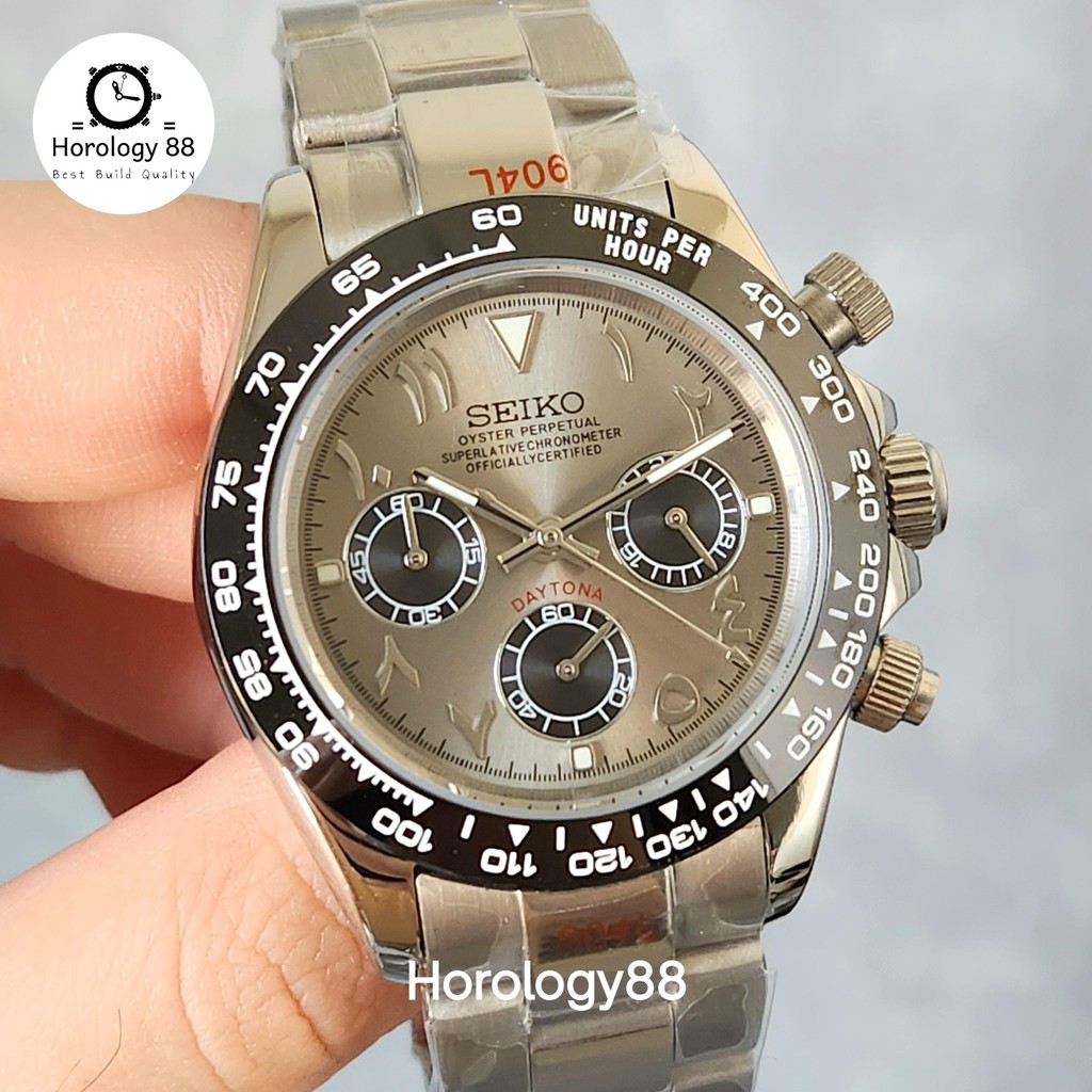 Seiko Daytona Platinum Silver Arabic Chronograph