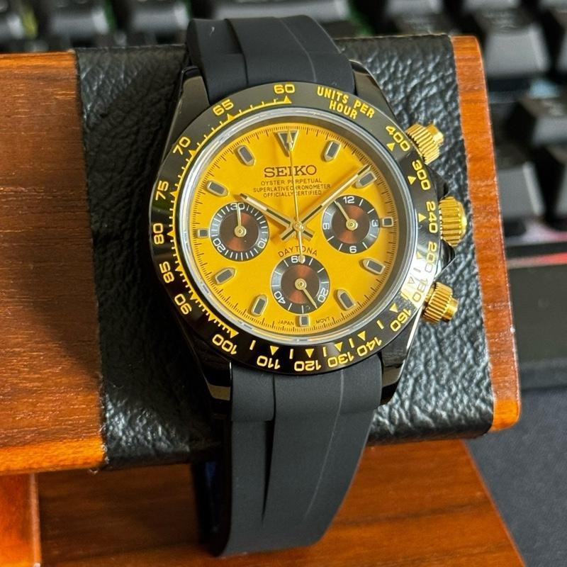 Seiko Mod Daytona BumbleBee VK63 Chronograph Stealth Black Exclusive