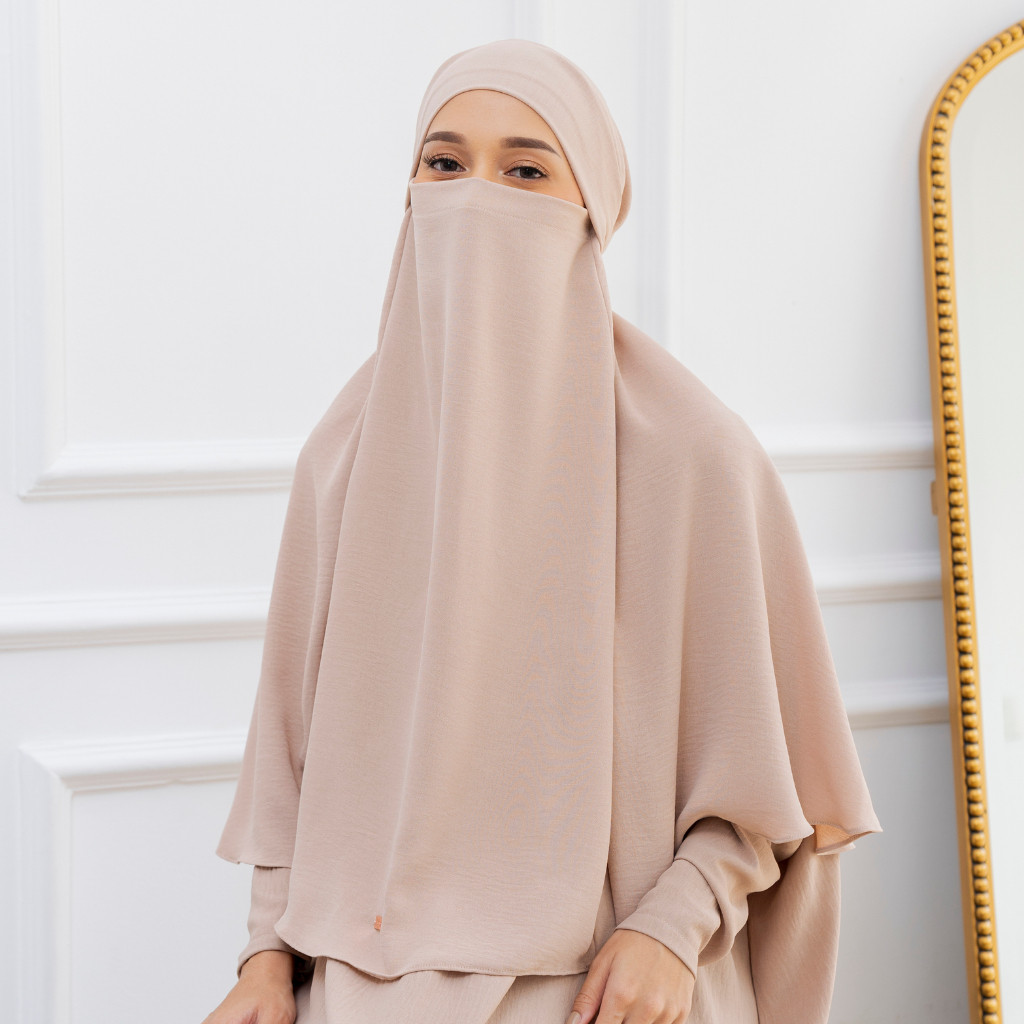 BIGMAXS Lozy Hijab - Halima French Khimar (Hijab Umrah Cadar Syari Multifungsi)