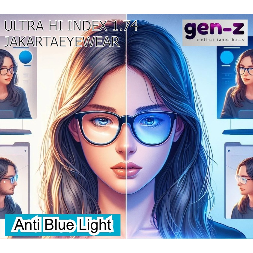 Lensa Gen-Z SV Ultra Hi Index 1.74 UV420 Anti Blue Ray Light Tipis Hingga 50%  - SHMC Super Hydropho