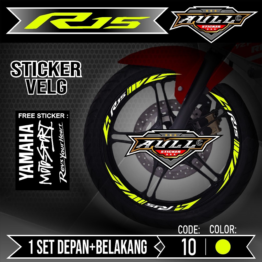 Sticker Velg R15 Cutting Velg Motor Yamaha R15 V2 V3 List Stiker Cutting Velk Ban Variasi Set Depan 