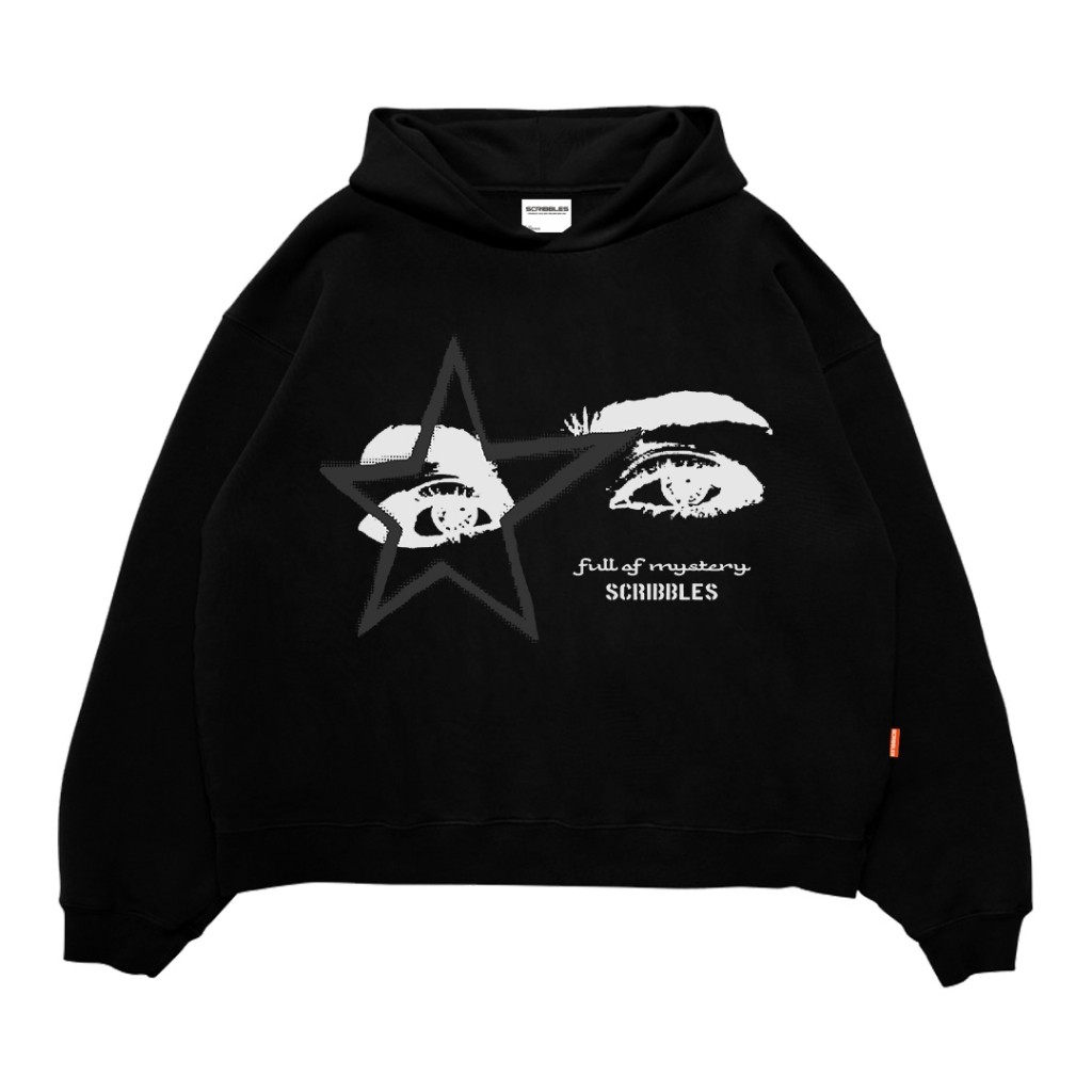 WorkoutxScribbles Sweater Hoodie Boxy 330GSM Mistery Original Hitam