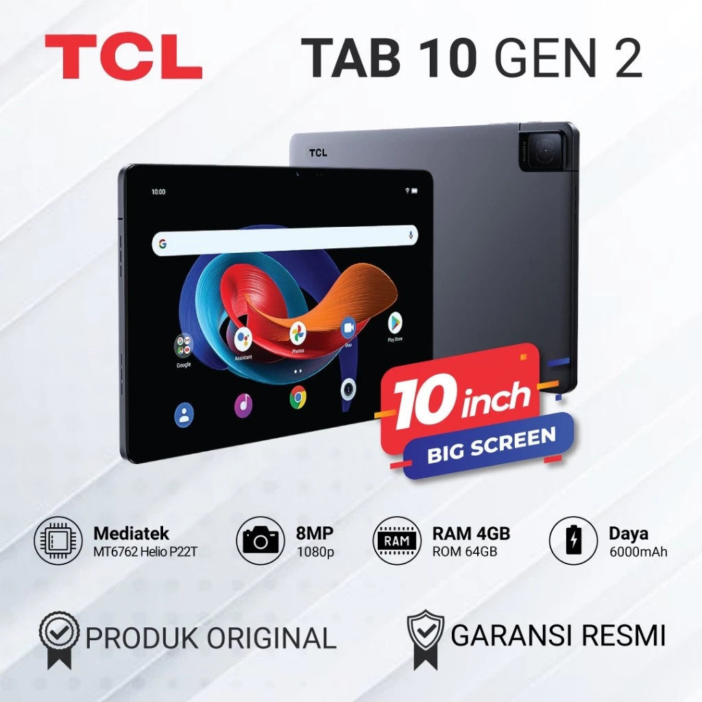 TCL TAB 10 Gen 2 Android Tablet 10.4 Inch 4/64GB Garansi Resmi