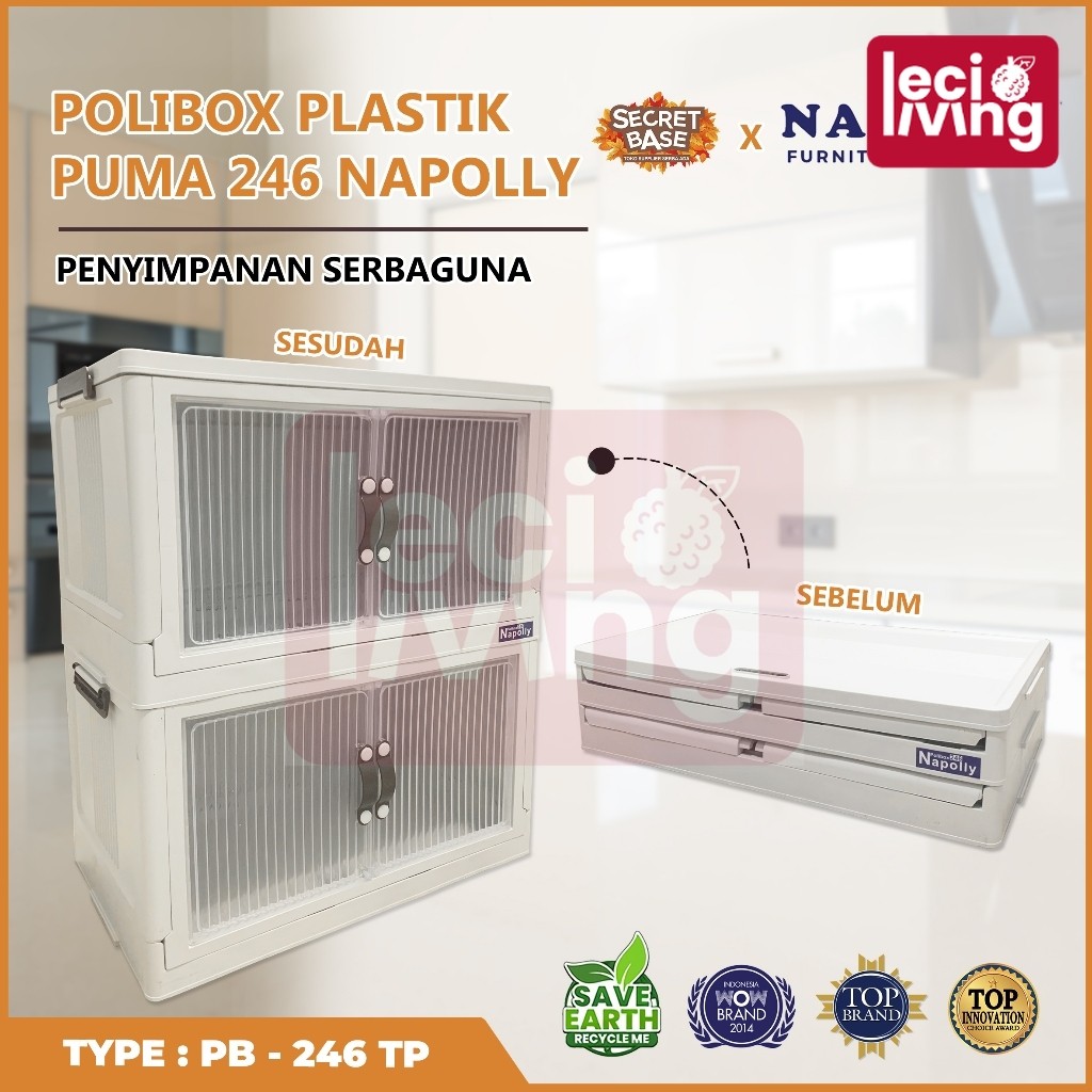 NAPOLLY POLIBOX 246 SUSUN 2 + RODA - Almari Plastik / Bok / Lemari Jumbo