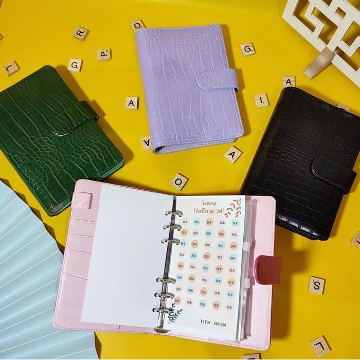 1 Paket Binder A6 Croco Budgeting Keuangan Sinking Funds - Hitam