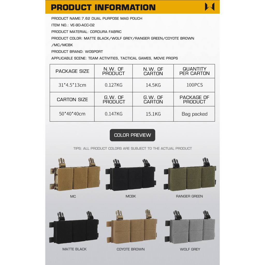 Tactical Dual Placard Triple 7.62 Magazine Pou SCAR G3 AK LV119 HSP Plate Carrier Front Panel est Ri