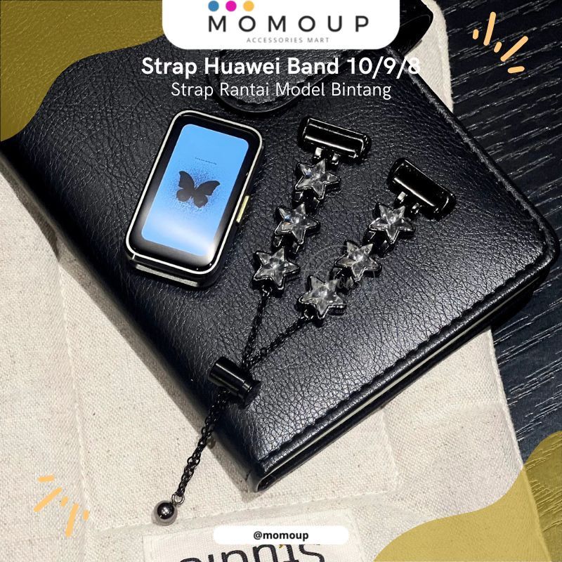 Momoup Tali Jam Wanita Strap Huawei Band 10/9/8 Rantai Bintang Aksesoris Jam Wanita Huawei Band 10 S