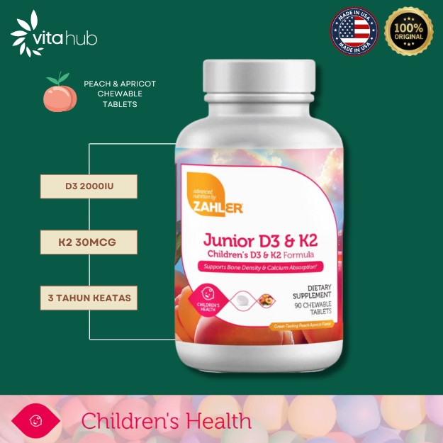ZAHLER - JUNIOR D3 K2 - Vitamin D3 K2 Anak - 90 CHEWABLES TABLET