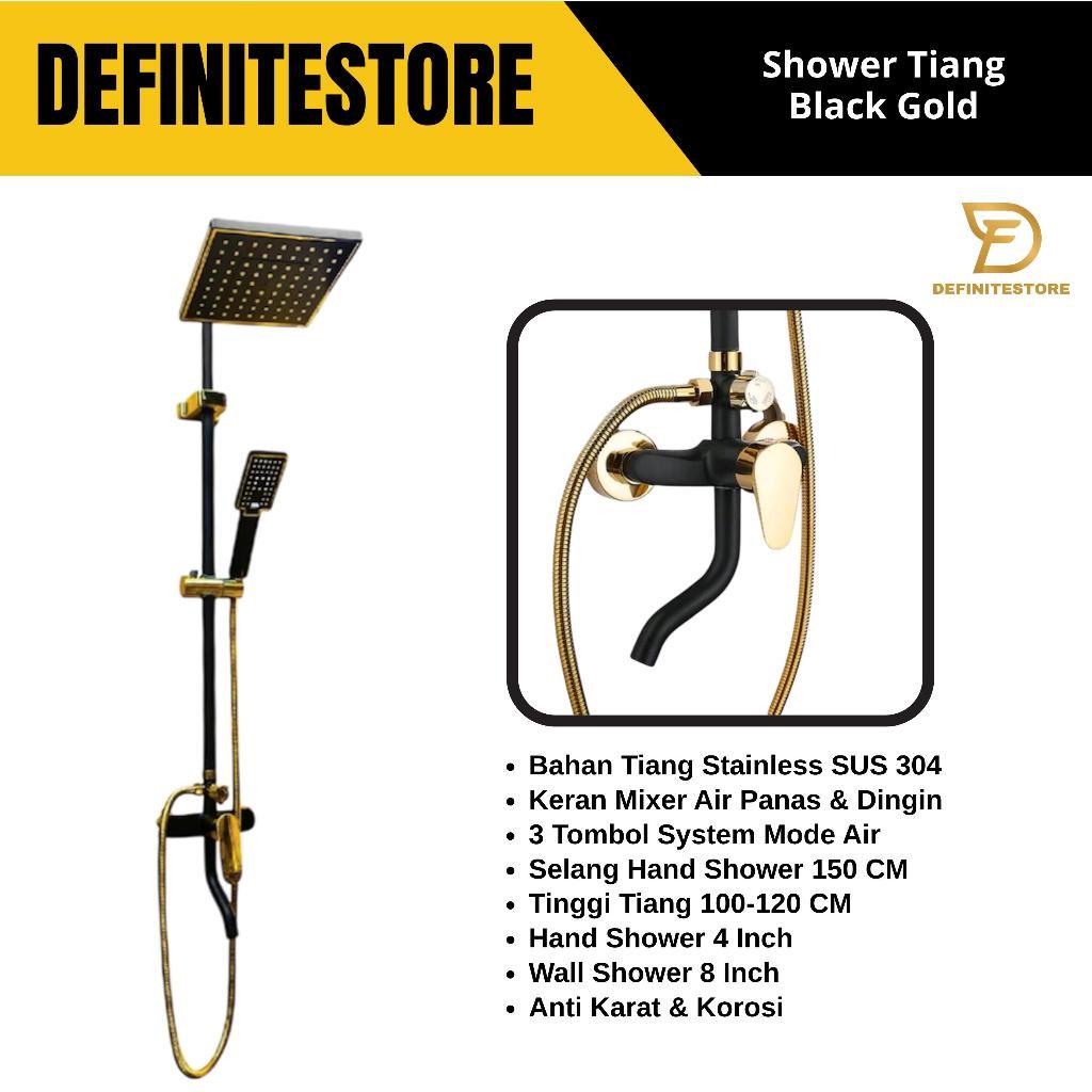 Shower Tiang Set Shower Kamar Mandi Shower Set Column Black Gold Panas Dingin Anti Karat