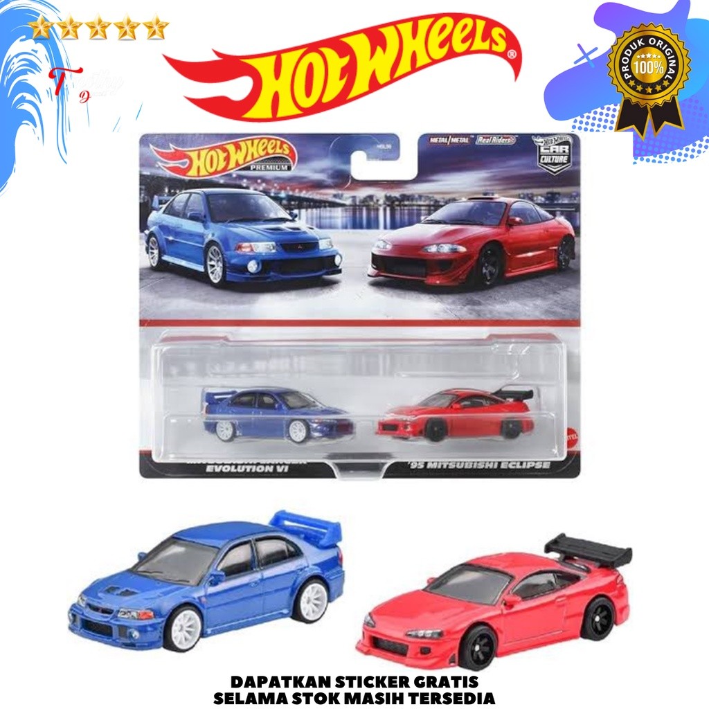 Hot Wheels Premium 2 Pack Mitsubishi Lancer Evo VI Mitsubishi Eclipse
