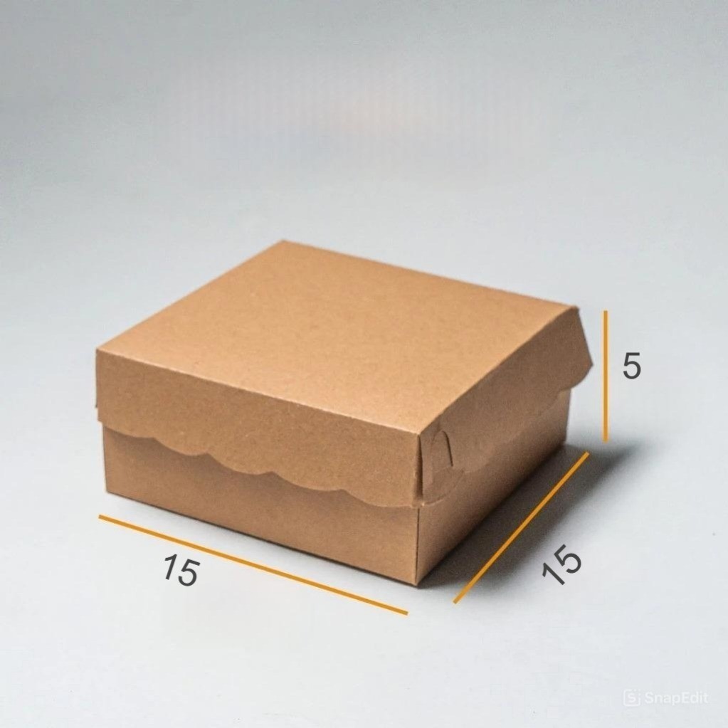 KOTAK NASI KRAFT 15x15x5 /  DUS KUE / BOX CATRING / KOTAK SNACK / DUS MAKANAN LAMINASI / KOTAK MAKAN