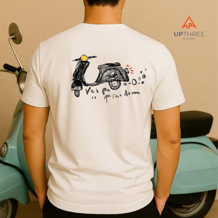 (COD) Kaos Vespa Classic 24's, Sablon DTF Pria - S