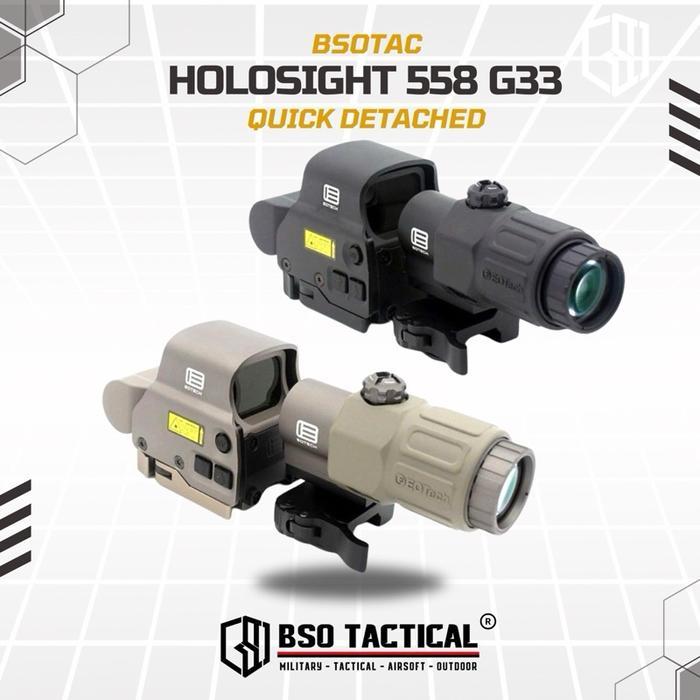 Tactical Holosight EOTECH Style EXPS3 & G33 3x Magnifier Airsoft Scope - Black