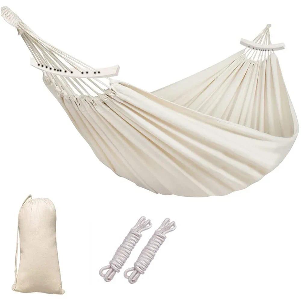 Portable 2 Person Hammock Colorful Stripe Hammocks Swing with Spreader Bar Carry Bag for Patio Lawn 