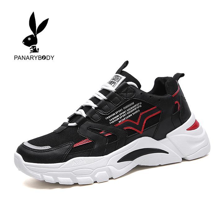 (Style Mall.id) PANARYBODY Sepatu Sneakers Pria Hitam Putih Nyaman Ringan Sepatu Cowok Shoes Kasual 