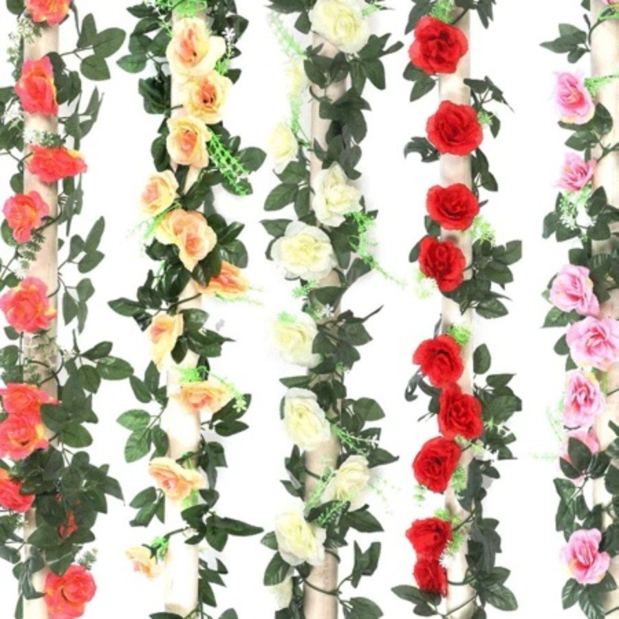 Bunga Mawar Rambat Plastik Buatan – Hiasan Dinding Kamar & Acara Pernikahan, Sentuhan Halus & Tampil